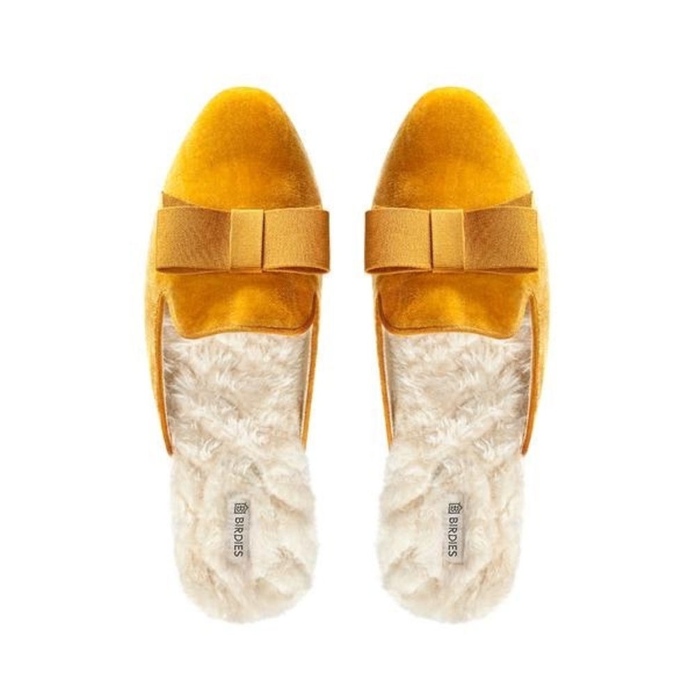 Birdies Phoebe Slippers In Saffron Bow Detail Mule Slide